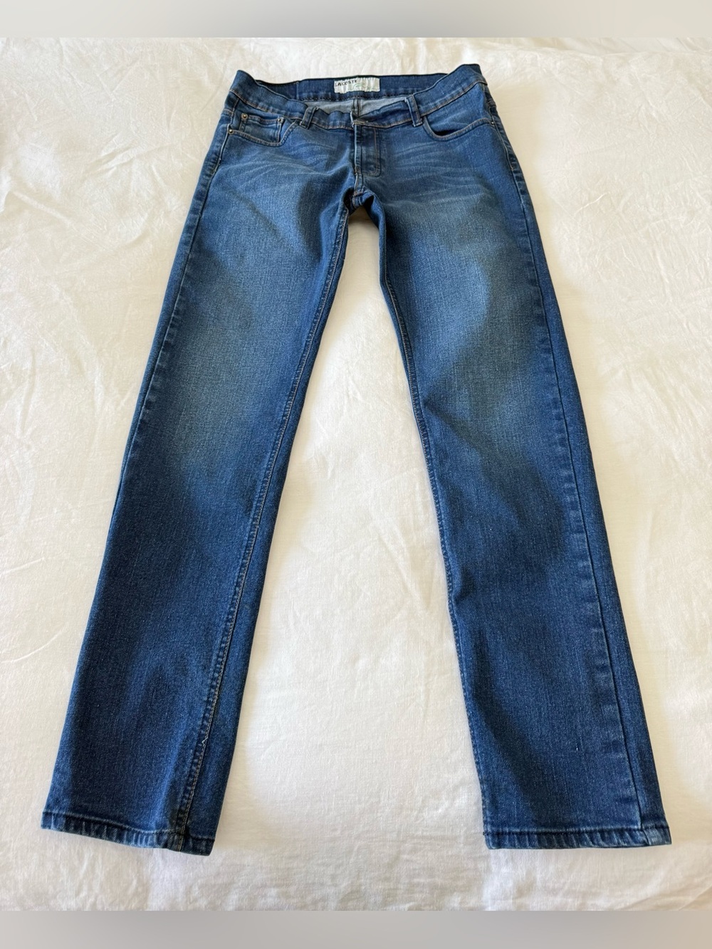 Lacoste | Mens 34x30.5 | Blue Slim Straight Medium Wash Stretch Alligator